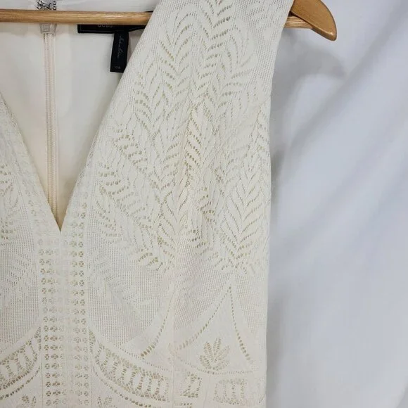 BCBGMAXAZRIA Women's Beige Mini Dress Scarlett Tiered Eyelet Size 06 (C-7) - Picture 6 of 15
